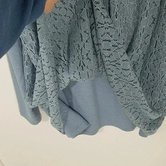 {LOGO Lori Goldstein Lounge} Light Blue Laced Zippered Loungewear Sweats… - Picture 7 of 11